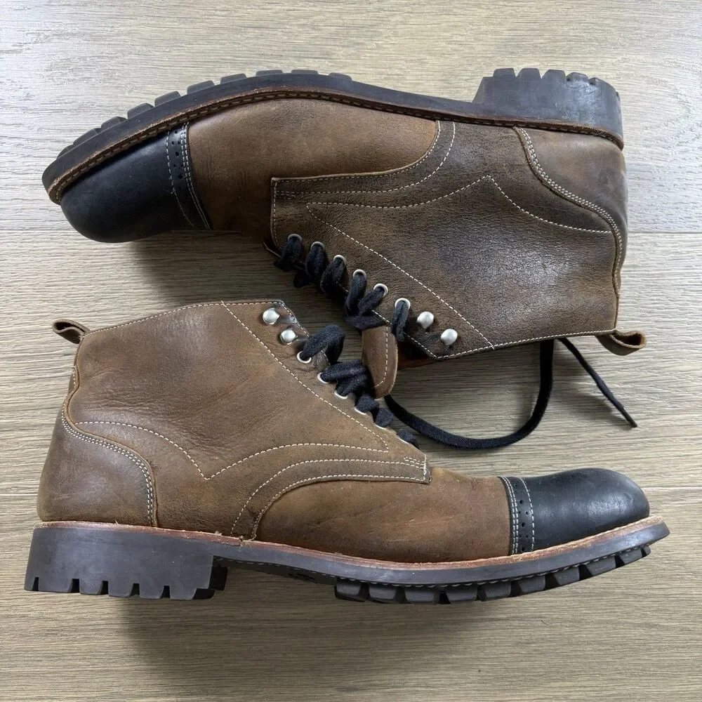 Stacy Adams Boots Men 10.5 Brockton Madison Brown Leather Cap Toe Ankle